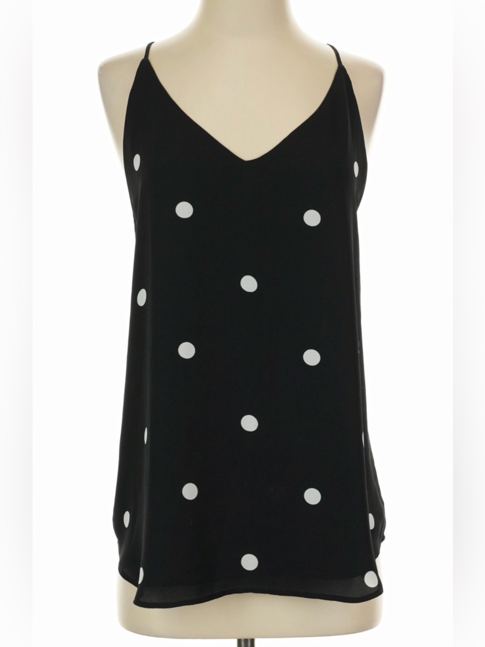 LOFT Black Cami with White Polka Dots